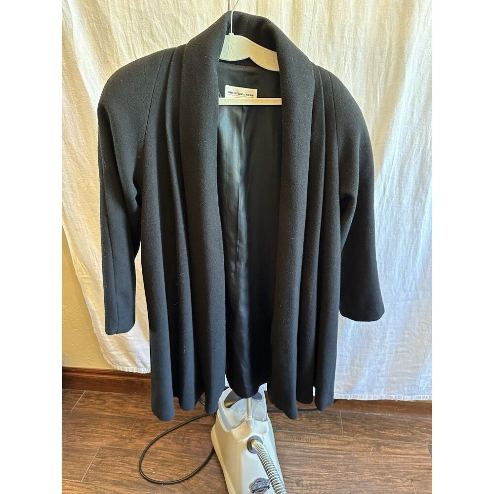 Vintage Preston & York Women’s 100% Wool Coat Black Sz Medium Made In USA